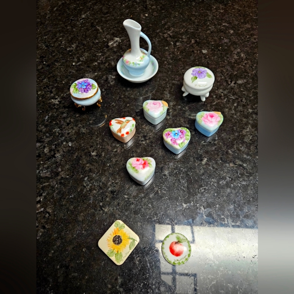 Vintage Porcelain hand painted trinkets